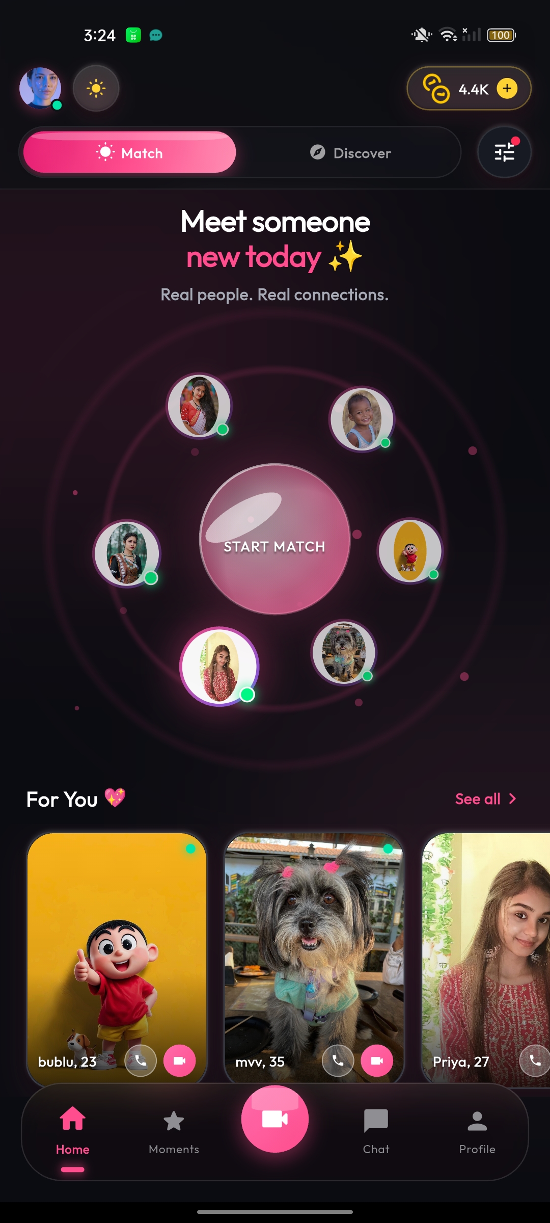 Match screen